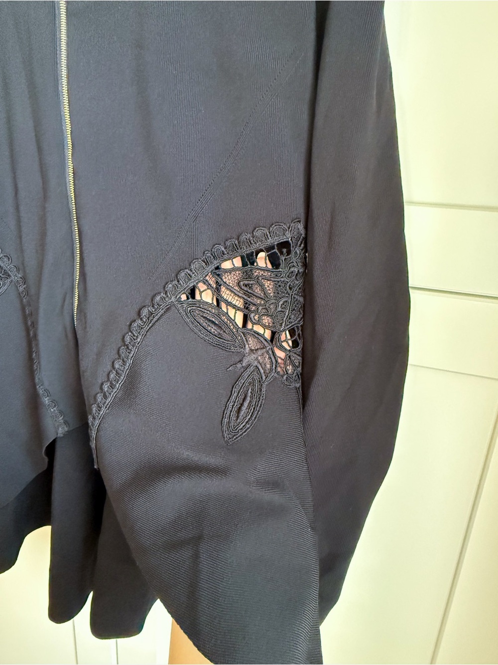 Jonathan Simkhai Black Lace Cutout Zip-Front Peplum Knit Top - Size L - Picture 9 of 9